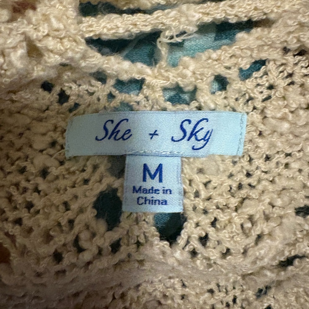 She + Sky Beige V-Neck Knit Sweater - Picture 7 of 7